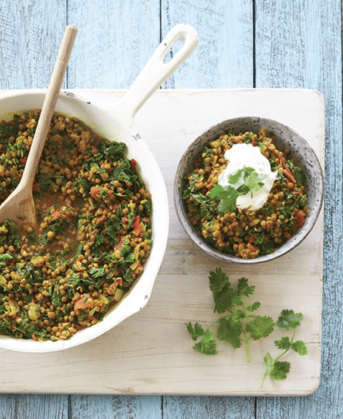 Tomatoes with Lentils and Kale