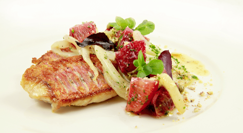 Pan Fried Red Mullet with a Fennel, Blood Orange and Caper Butter