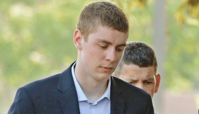 Convicted sex offender Brock Turner leave court. PHOTO: AP