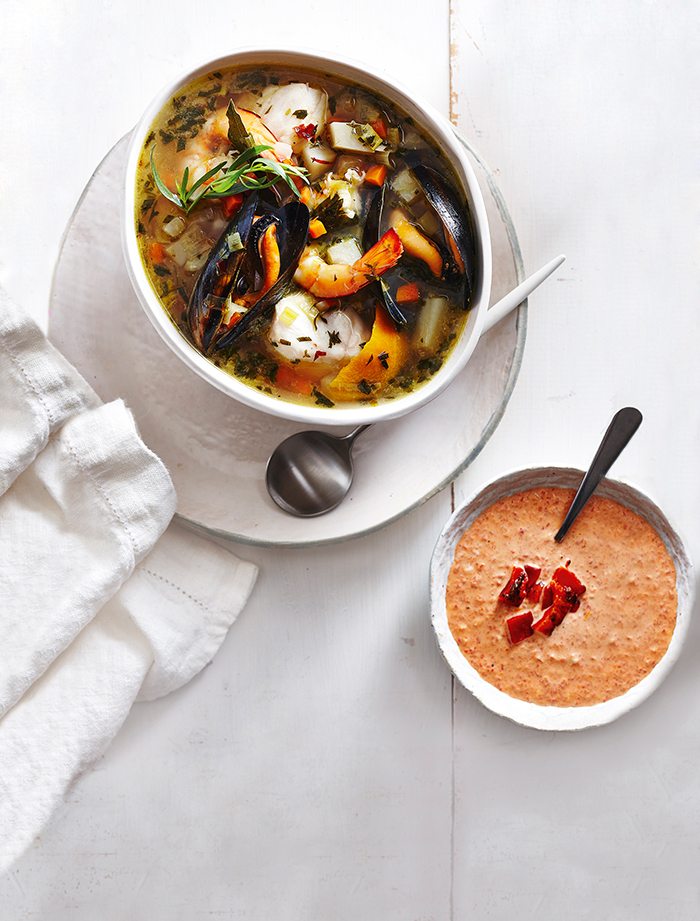 Provencal Seafood Stew with Capsicum Rouille