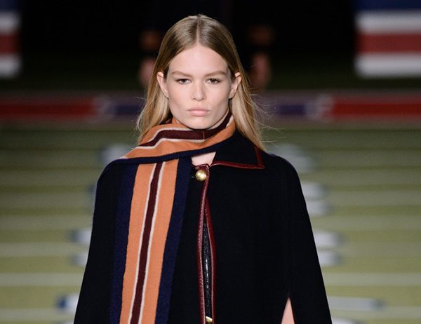 A model on the runway at Tommy Hilfiger's F/W 2015 show. 
