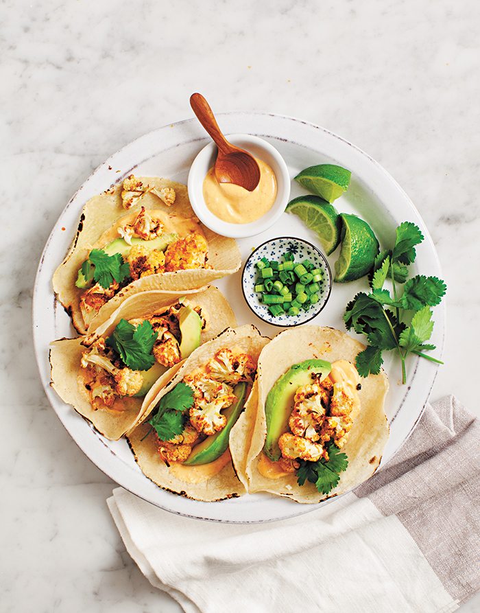 Roasted Cauliflower Tacos with Chipotle CreamRoasted Cauliflower Tacos with Chipotle Cream