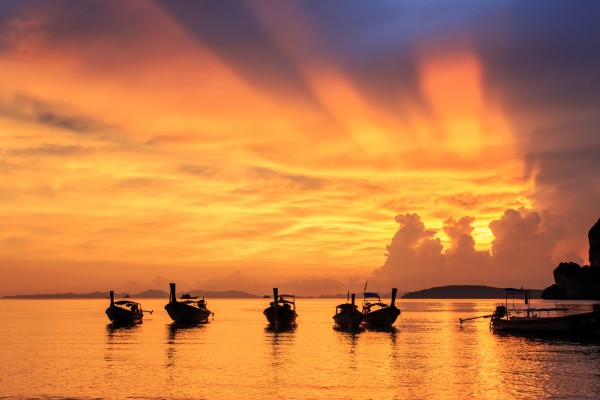 Winter escapes: Sunset at Railay beach, Krabi, Andaman sea Thailand