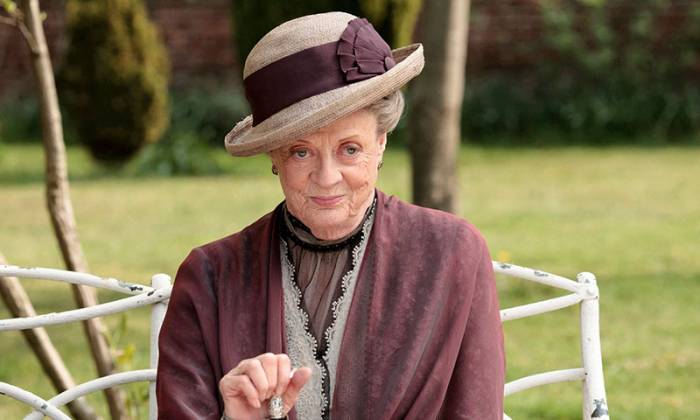Maggie Smith as lady Violet Crawley.